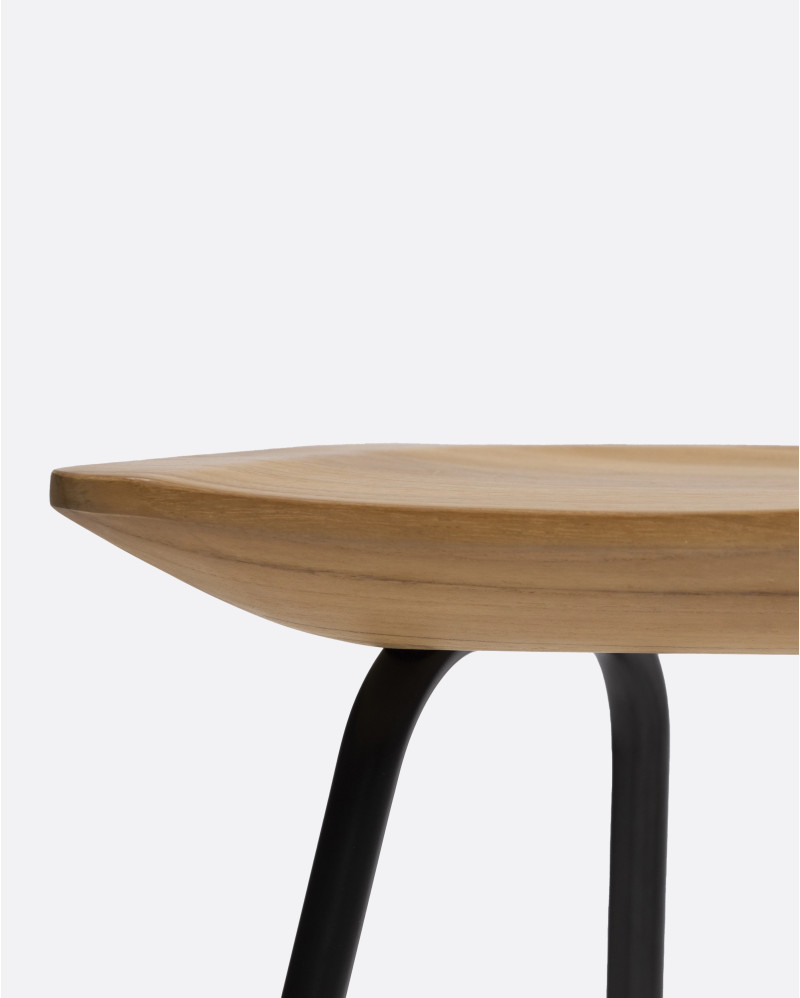 SEMUT stool in recycled teak wood and iron 38 x 47 x 40 cm in natural colour