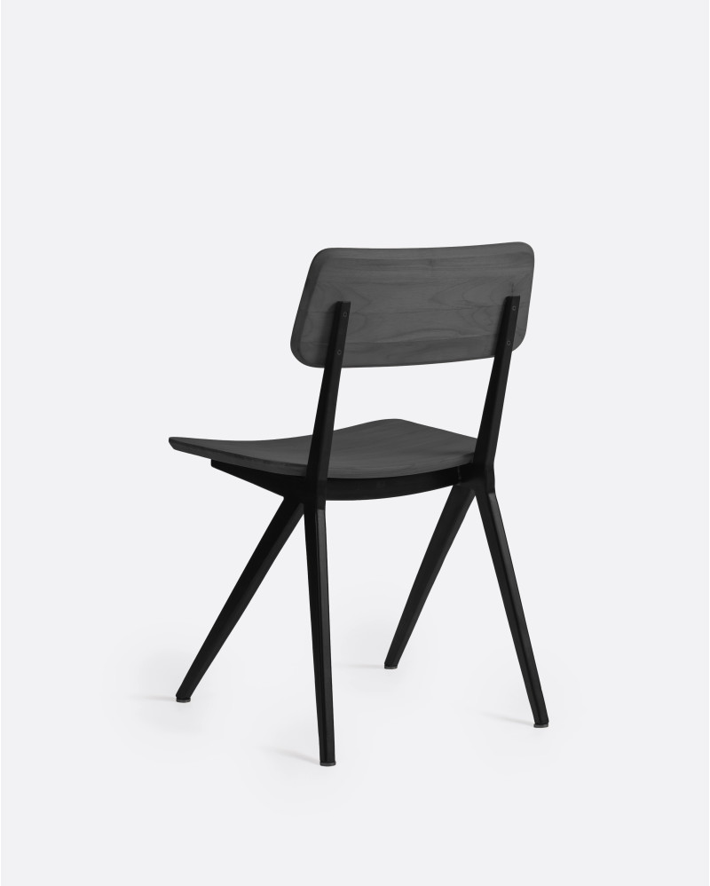 LIKU chair in teak wood and aluminium 44 x 55 x 80 cm in black colour