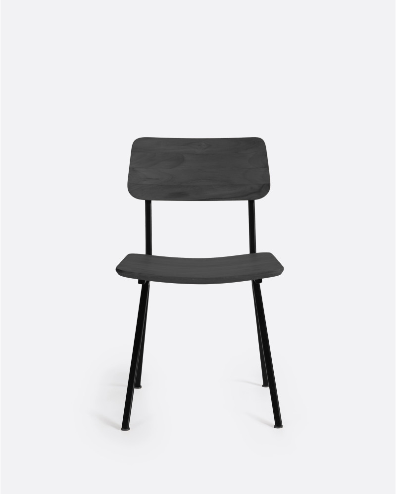 LIKU chair in teak wood and aluminium 44 x 55 x 80 cm in black colour