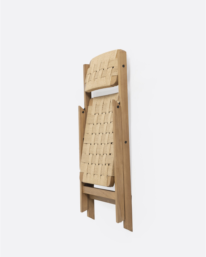 CORA folding chair in teak wood and paper cord 50 x 57 x 84 cm in natural colour