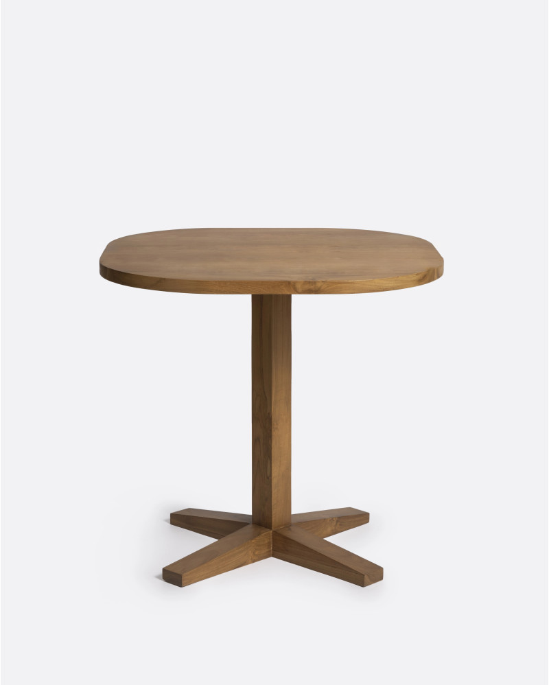 RUMAH dining table in teak wood 80 x 80 x 75 cm round corners in natural colour