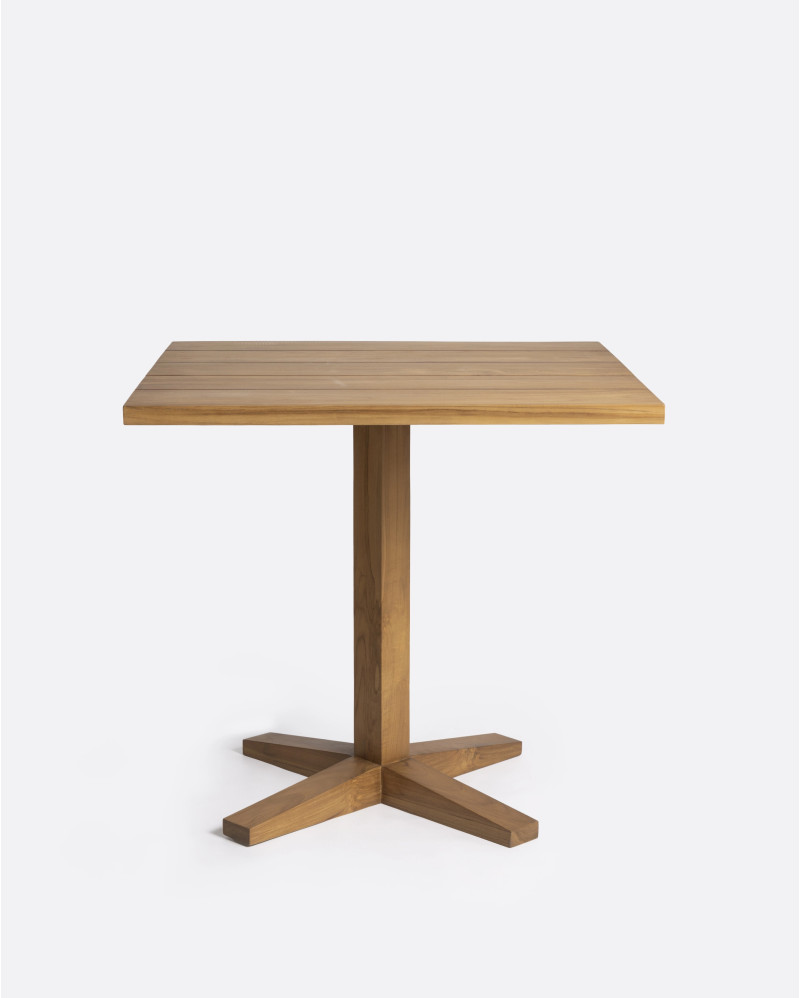 RUMAH outdoor dining table in teak wood 80 x 80 x 75 cm in natural colour