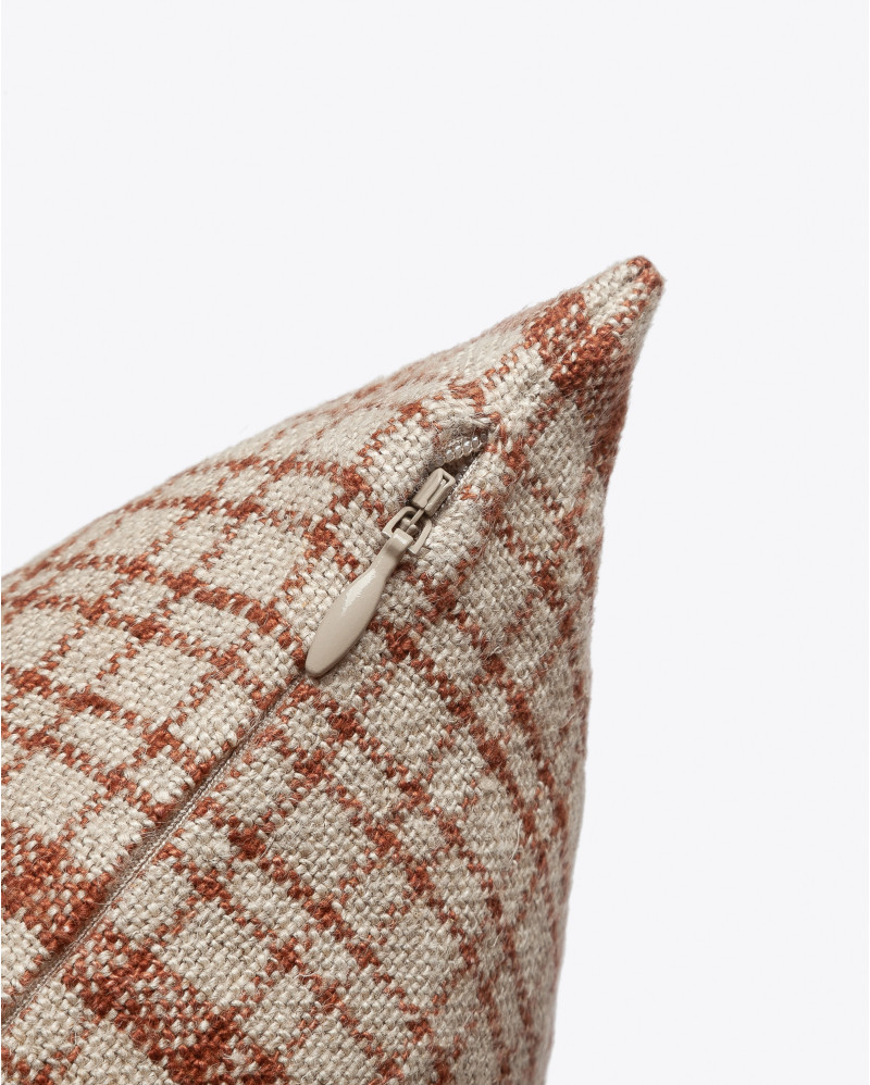 GADELA cushion cover in linen 60 x 40 cm in natural colour with brown and white stripes