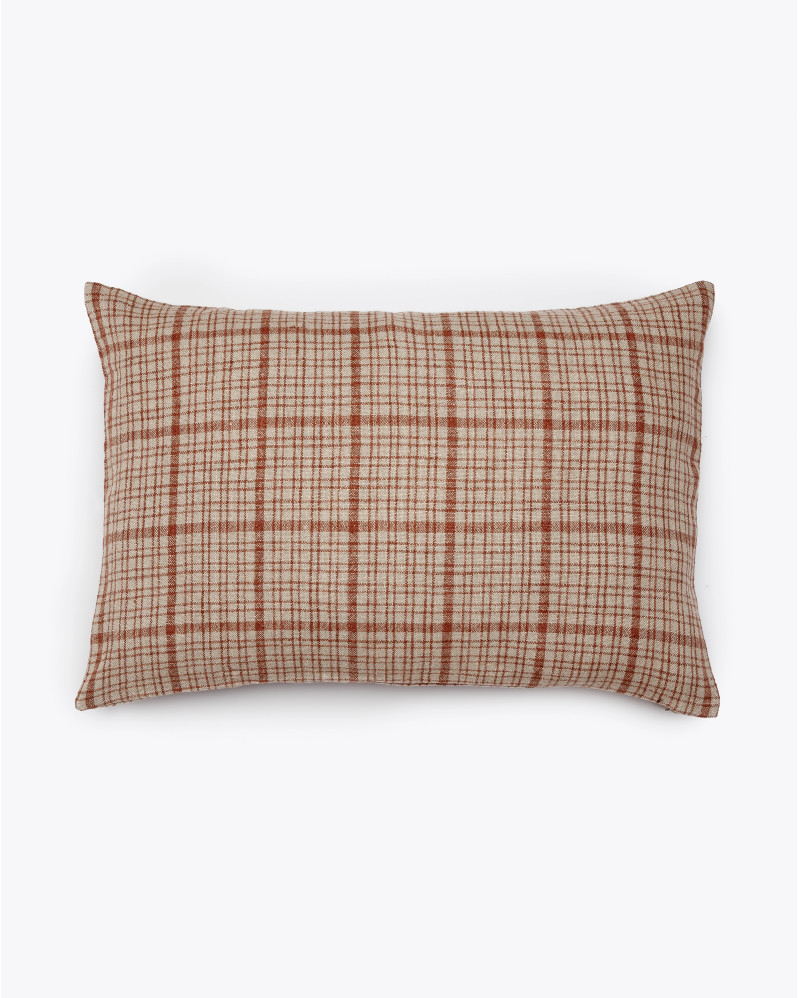 GADELA cushion cover in linen 60 x 40 cm in natural colour with brown and white stripes