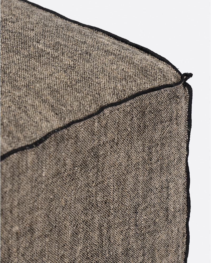 MANDYA pouffe in linen and foam 50 x 50 x 45 cm in natural and black colour