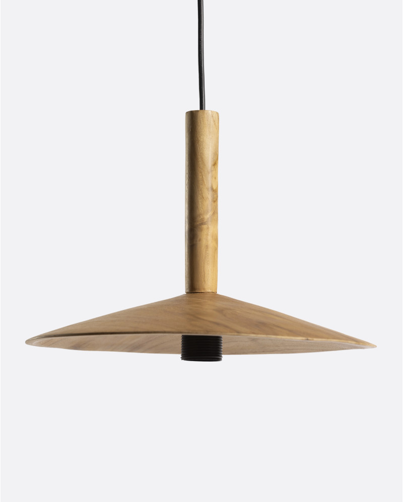 VERTEX PLAT ceiling lamp in teak wood Ø 32 x 22 cm height in natural colour