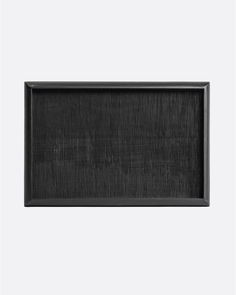 MEJA tray in recycled teak wood 45 x 30 x 4 cm in black colour