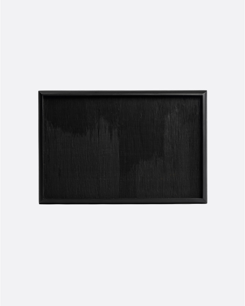 MEJA tray in recycled teak wood 60 x 40 x 4 cm in black colour