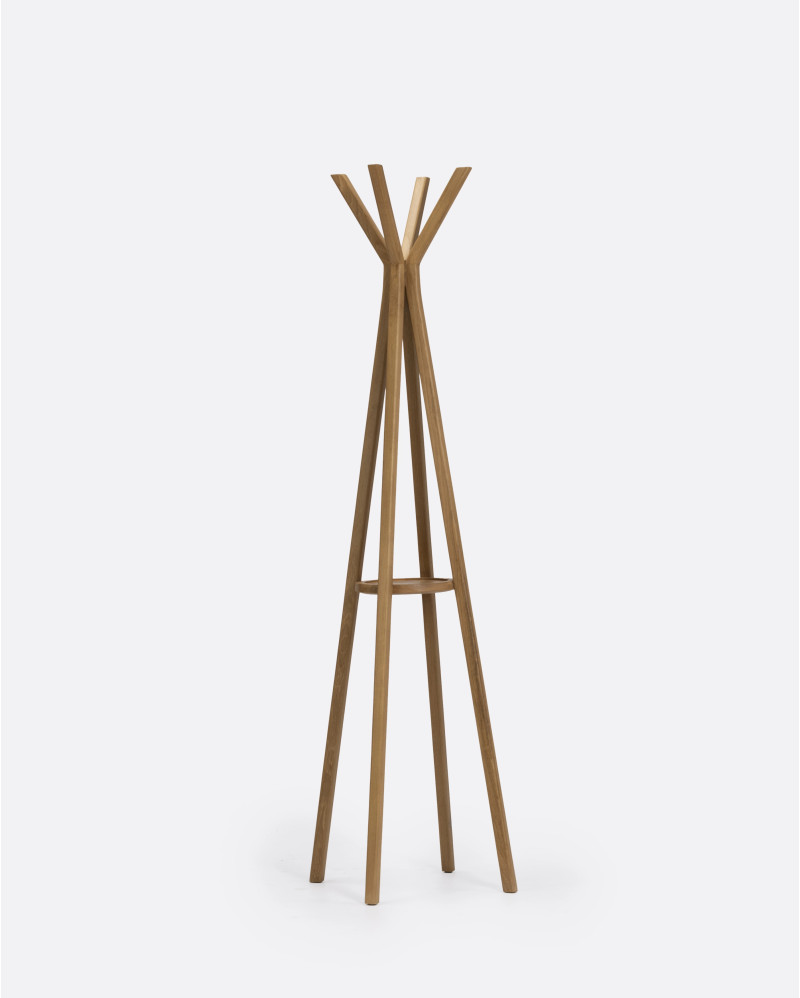 HALUS coat stand in recycled teak wood 53 x 53 x 170 cm in natural colour