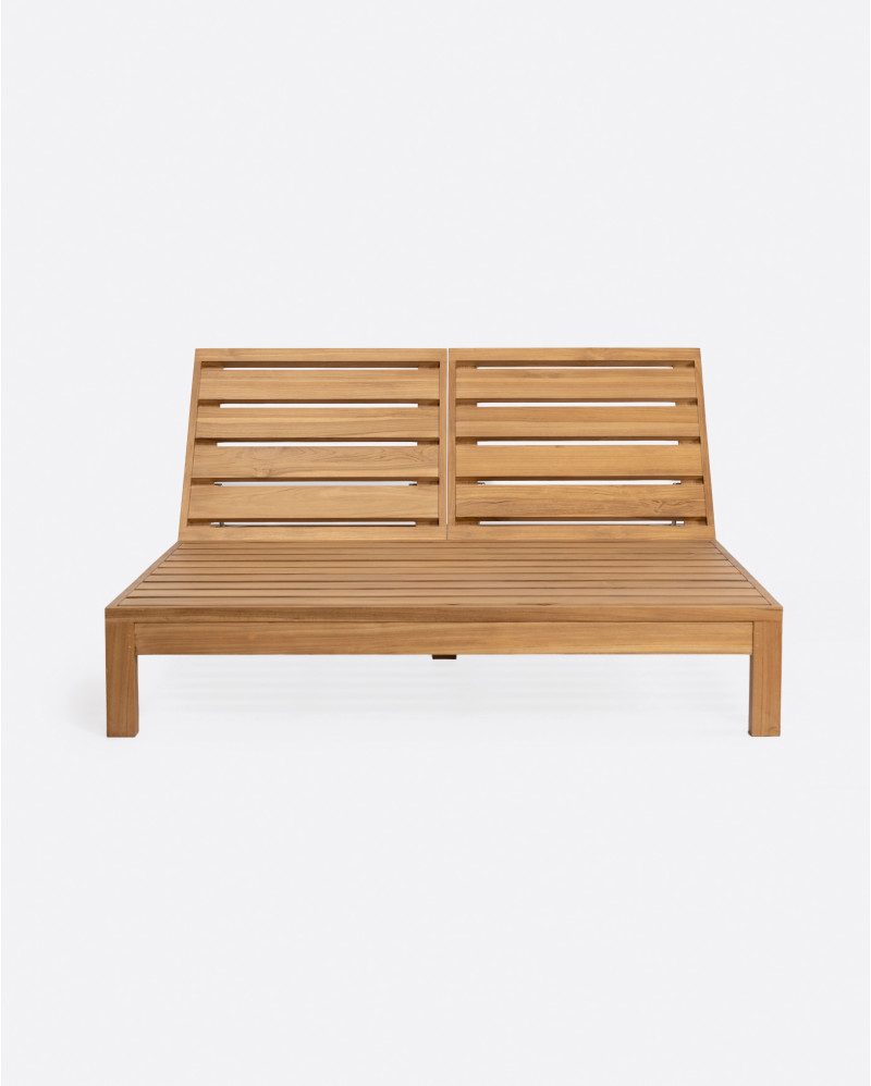 GENESIS outdoor sunbed in teak wood 143 x 201 x 76 cm in natural colour