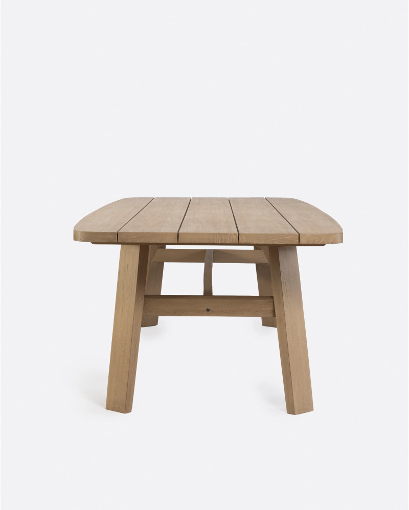 TUBAN outdoor dining table in teak wood 290 x 110 x 74 cm in weathered finish