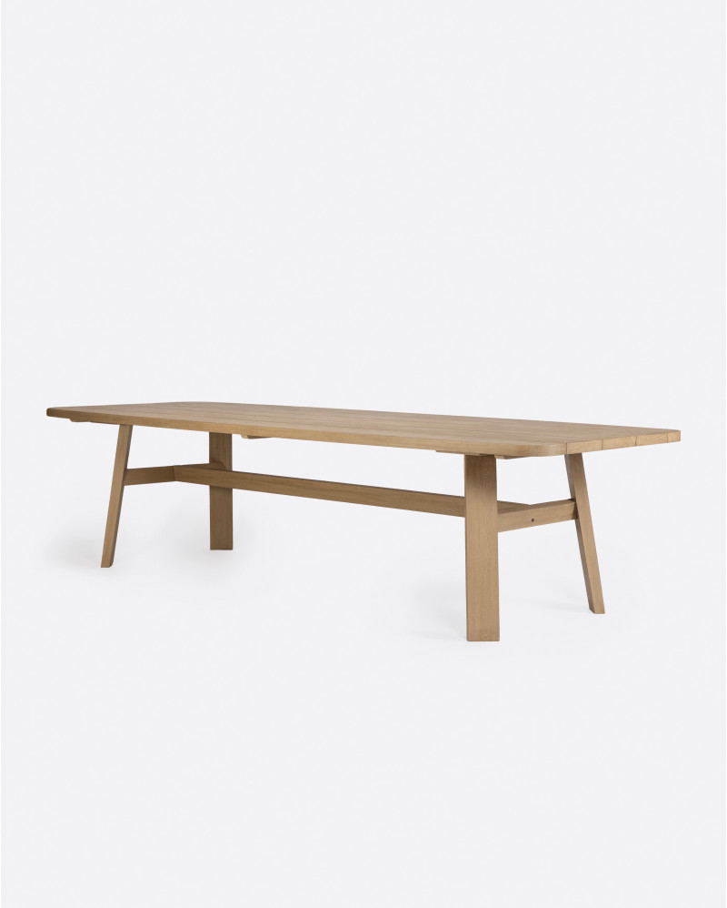 Table d'extérieur TUBAN en bois de teck 290 x 110 x 74 cm en finition patinée