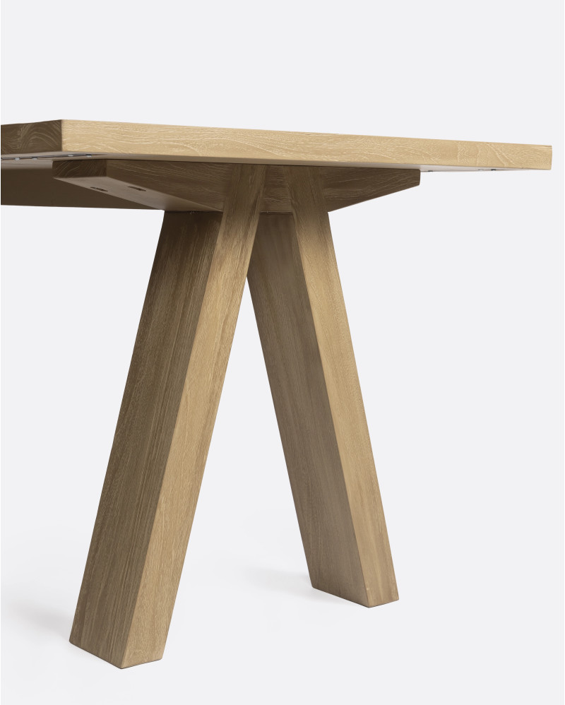 BATU outdoor dining table in teak wood 250 x 90 x 76 cm in weathered finish