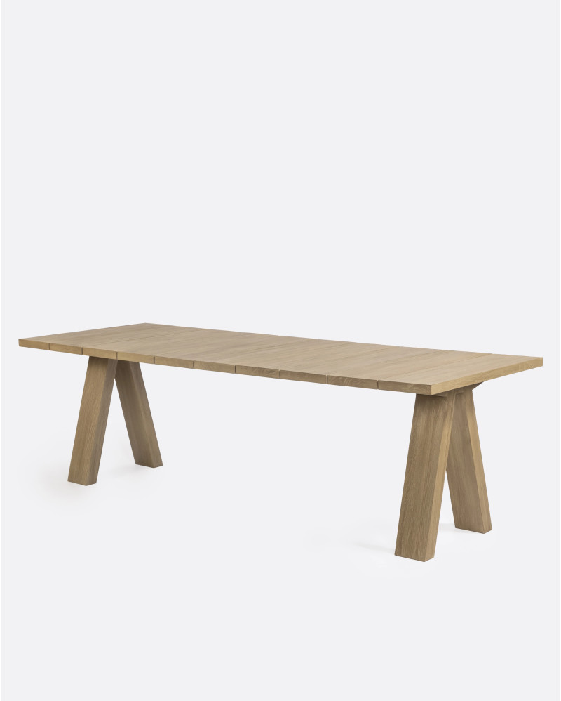 Table d'extérieur BATU en bois de teck 250 x 90 x 76 cm en finition patinée