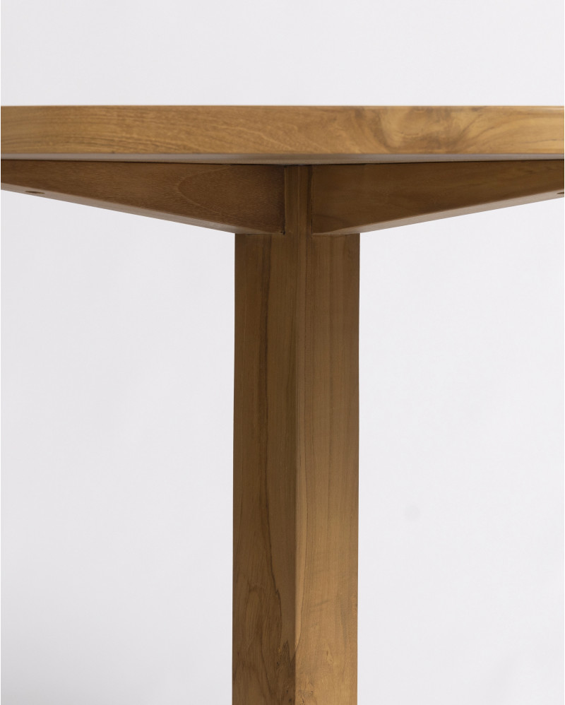 RUMAH outdoor dining table in teak wood 80 x 80 x 75 cm round corners in natural colour