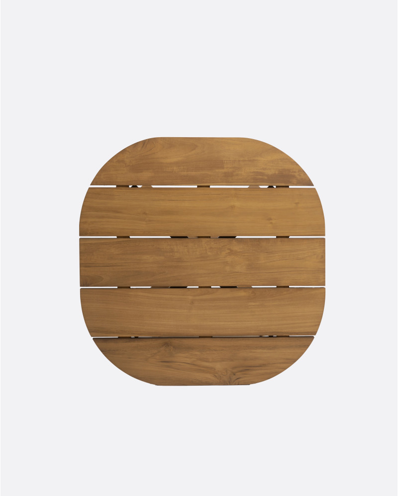 RUMAH outdoor dining table in teak wood 80 x 80 x 75 cm round corners in natural colour