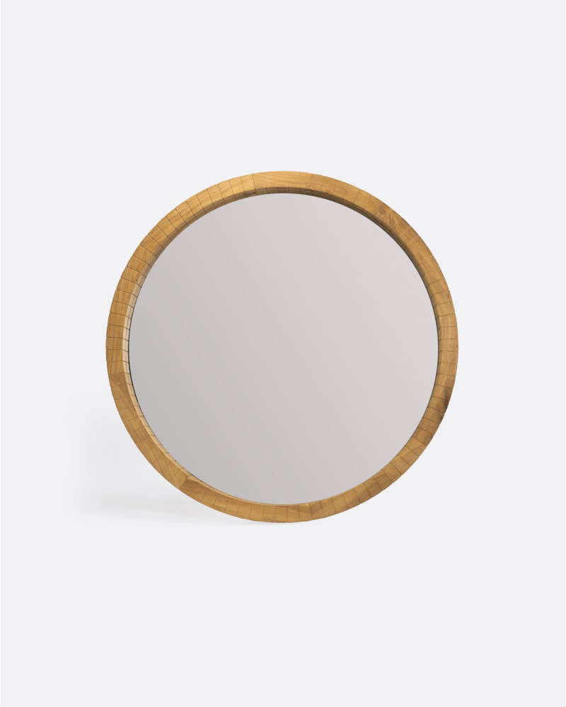 KOBE mirror in recycled teak wood Ø 180 x 9 cm height in natural colour