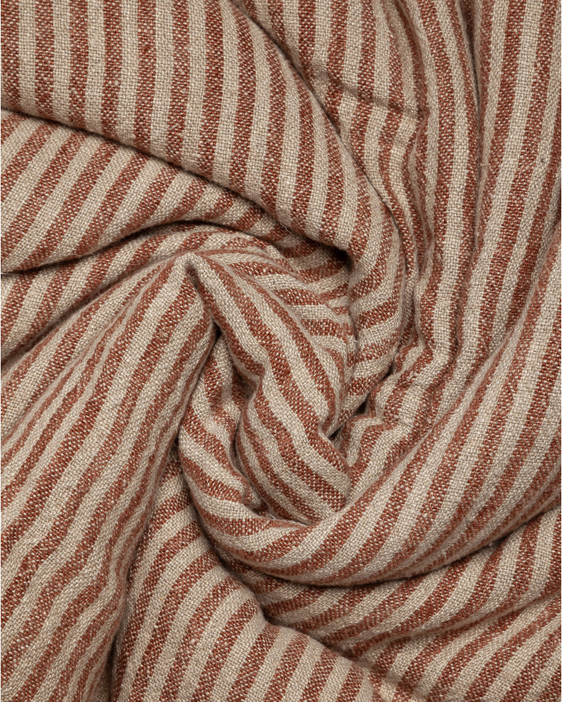 NOHAR bed runner in linen 220 x 100 cm in natural colour with brown stripes