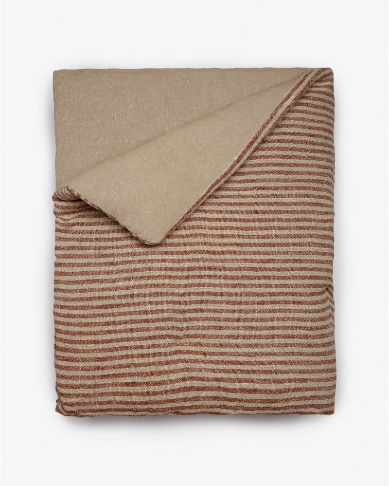 NOHAR bed runner in linen 220 x 100 cm in natural colour with brown stripes