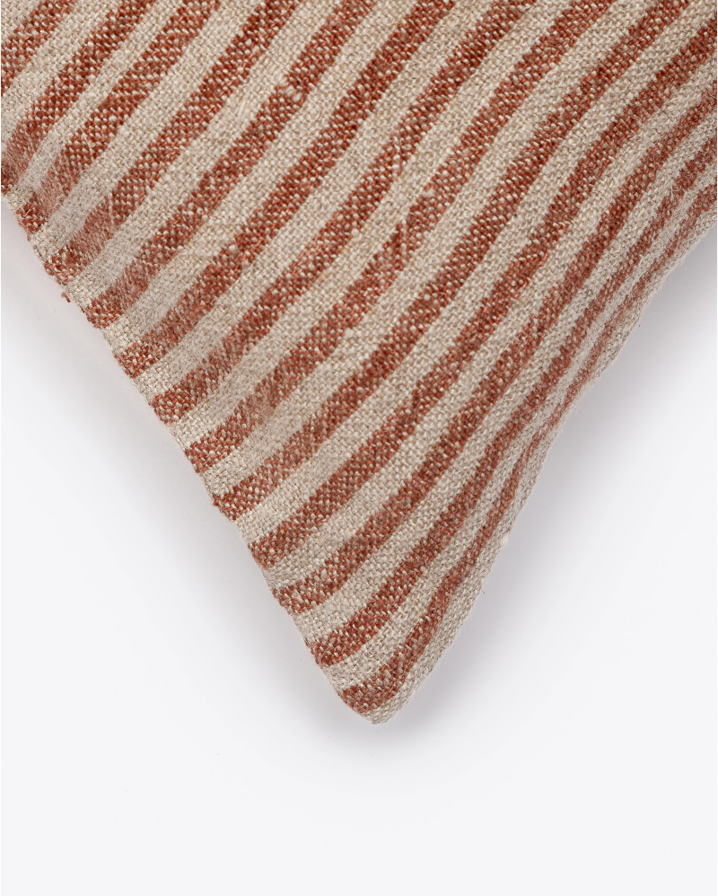 NOHAR cushion cover in linen 60 x 40 cm in natural colour with brown stripes