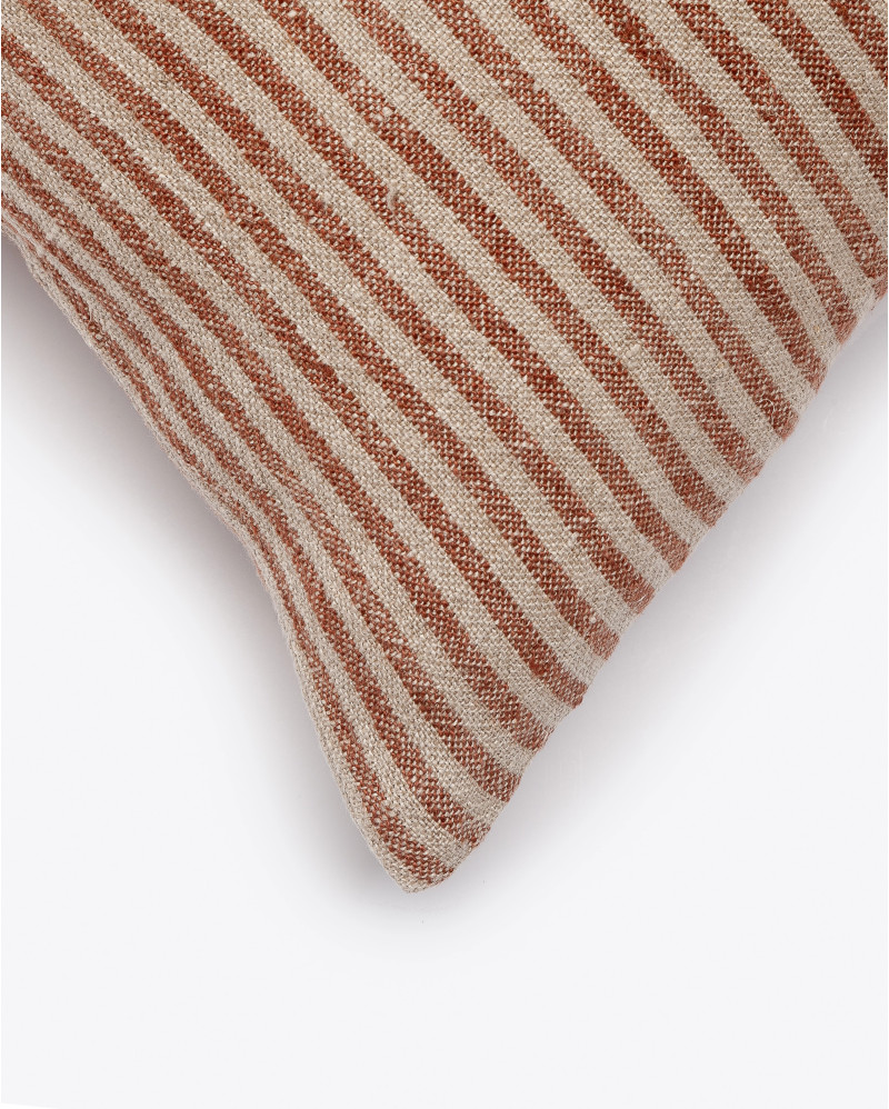 NOHAR cushion cover in linen 50 x 50 cm in natural colour with brown stripes