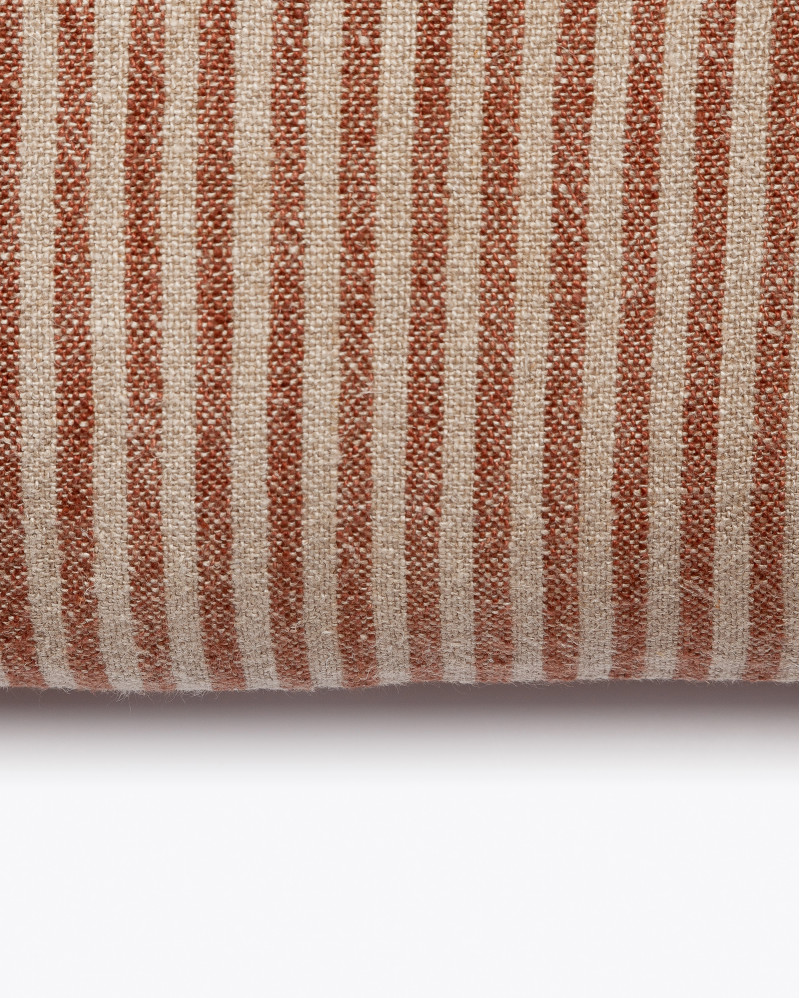 NOHAR cushion cover in linen 50 x 50 cm in natural colour with brown stripes