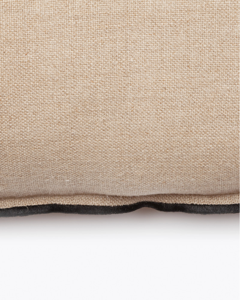 PAWAI cushion cover in linen 60 x 60 cm in natural colour with black overlock