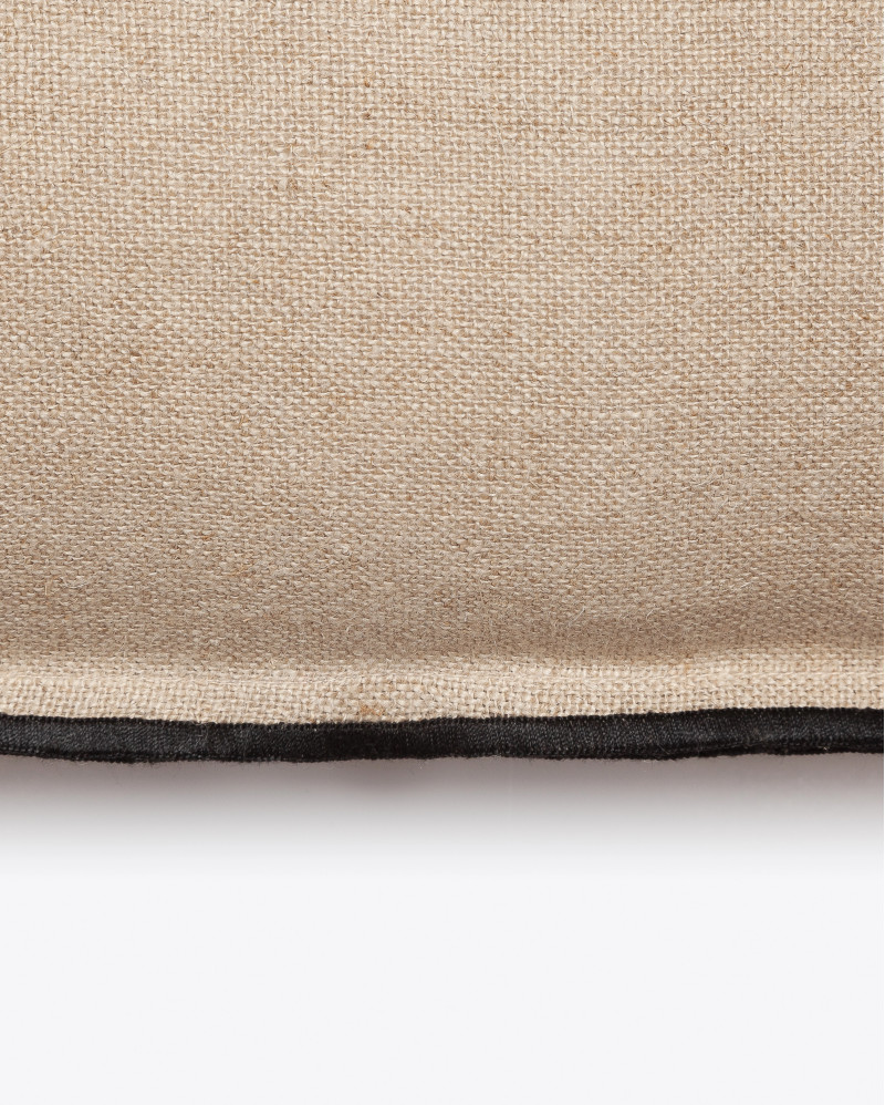 PAWAI cushion cover in linen 60 x 40 cm in natural colour with black overlock