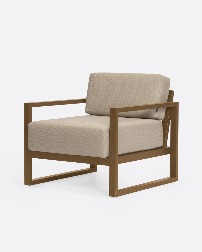 SELMA 1-seater outdoor sofa in teak wood 78 x 83 x 67 cm in natural colour and natural upholstery