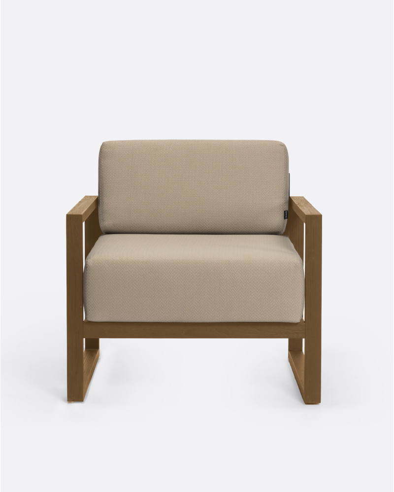 SELMA 1-seater outdoor sofa in teak wood 78 x 83 x 67 cm in natural colour and natural upholstery