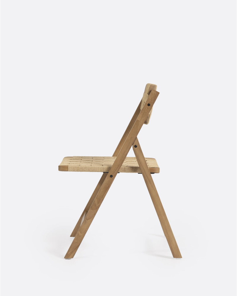 CORA folding chair in teak wood and paper cord 50 x 58 x 84 cm in natural colour