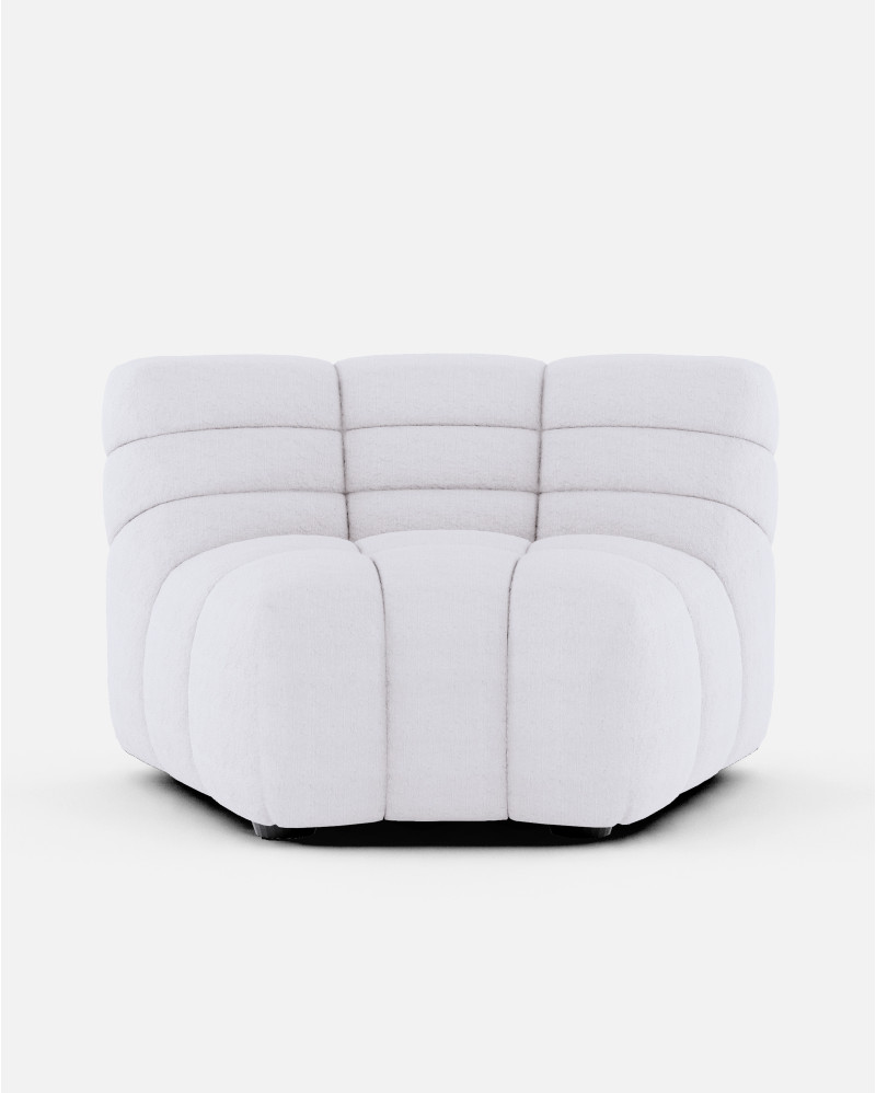 CHOPIN modular round corner sofa in recycled olefin 130 x 97 x 80 cm in white colour