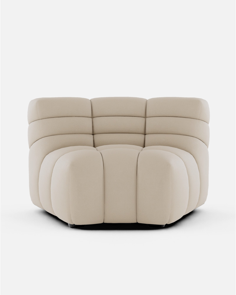 CHOPIN modular round corner sofa in recycled olefin 130 x 97 x 80 cm in natural colour