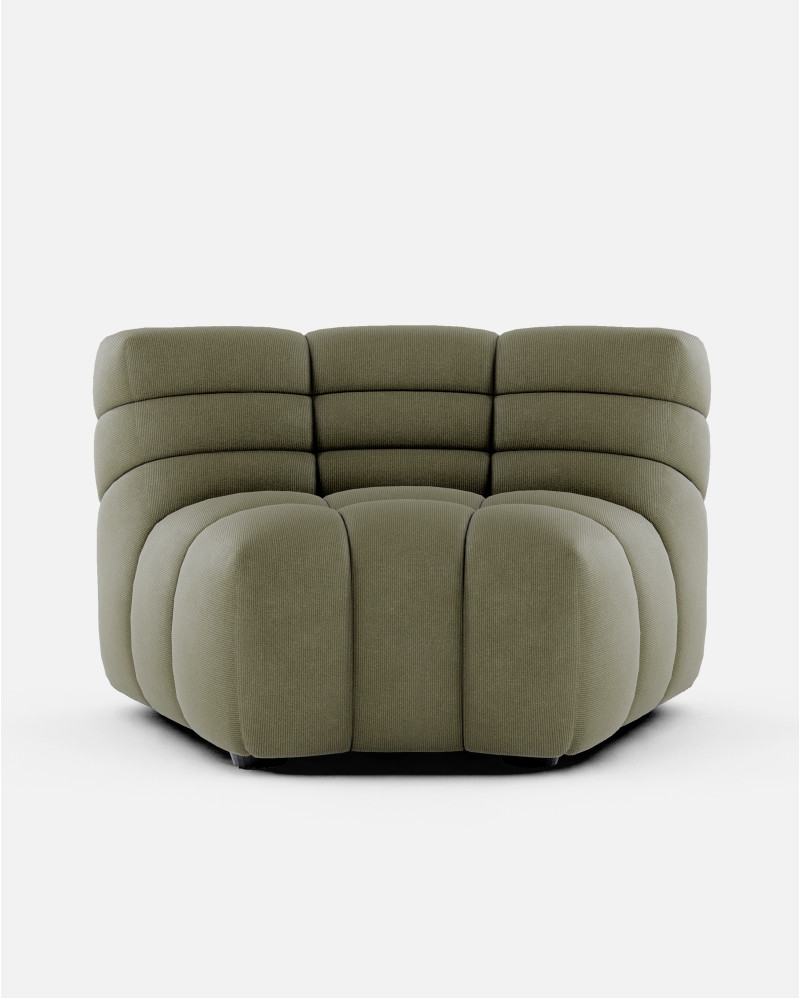 CHOPIN modular round corner sofa in recycled olefin 130 x 97 x 80 cm in moss colour