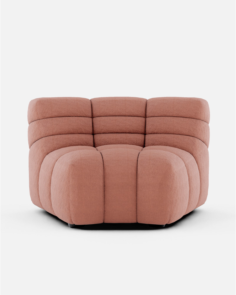 CHOPIN modular round corner sofa in recycled olefin 130 x 97 x 80 cm in terracotta colour