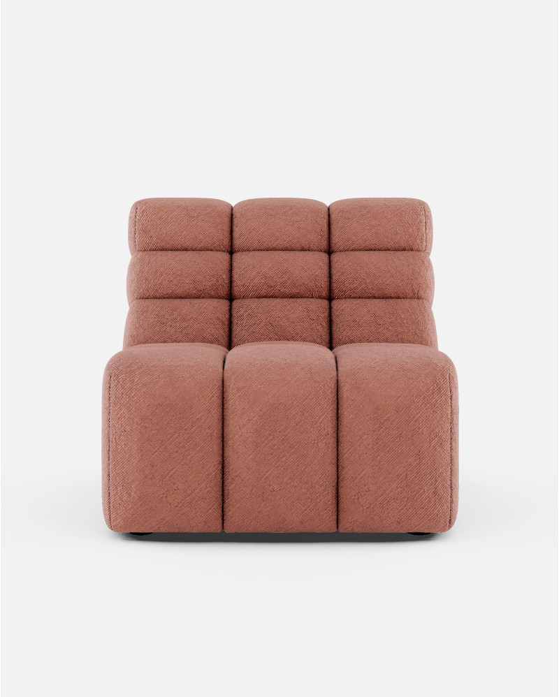 CHOPIN 1-seater modular sofa in recycled olefin 89 x 93 x 78 cm in terracotta colour