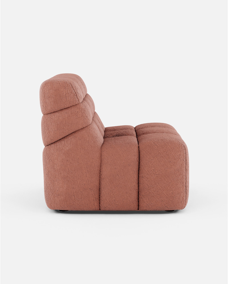 CHOPIN 1-seater modular sofa in recycled olefin 89 x 93 x 78 cm in terracotta colour