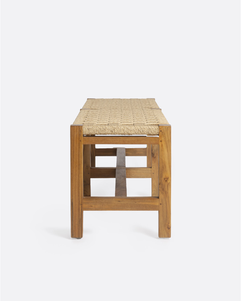 Banco de exterior CORA de madera de teca reciclada y cuerda sintética 170 x 40 x 45 cm