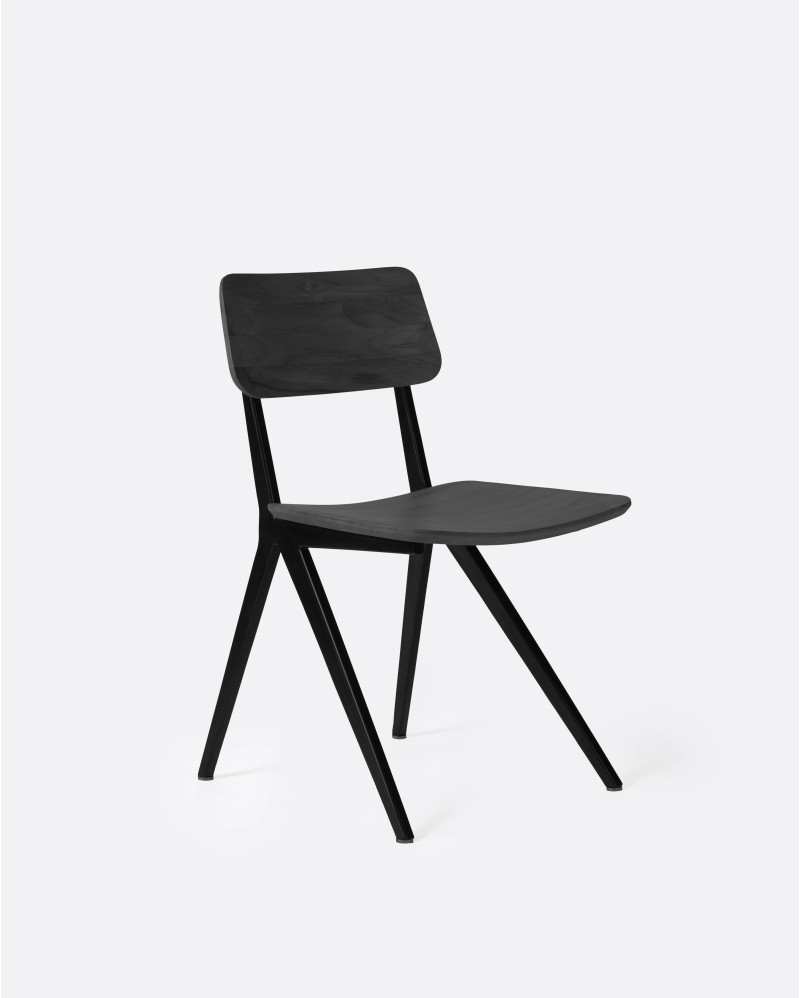 LIKU chair in teak wood and aluminium 44 x 55 x 80 cm in black colour