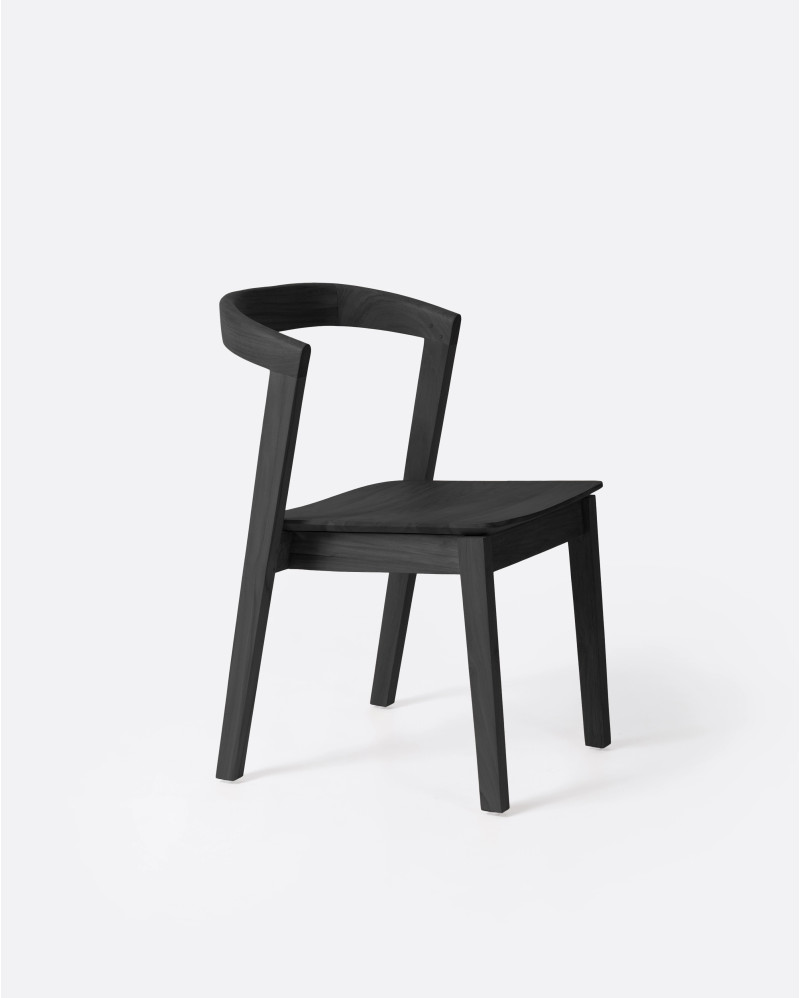 ARC chair without armrests in teak wood 52 x 53 x 76 cm in black colour