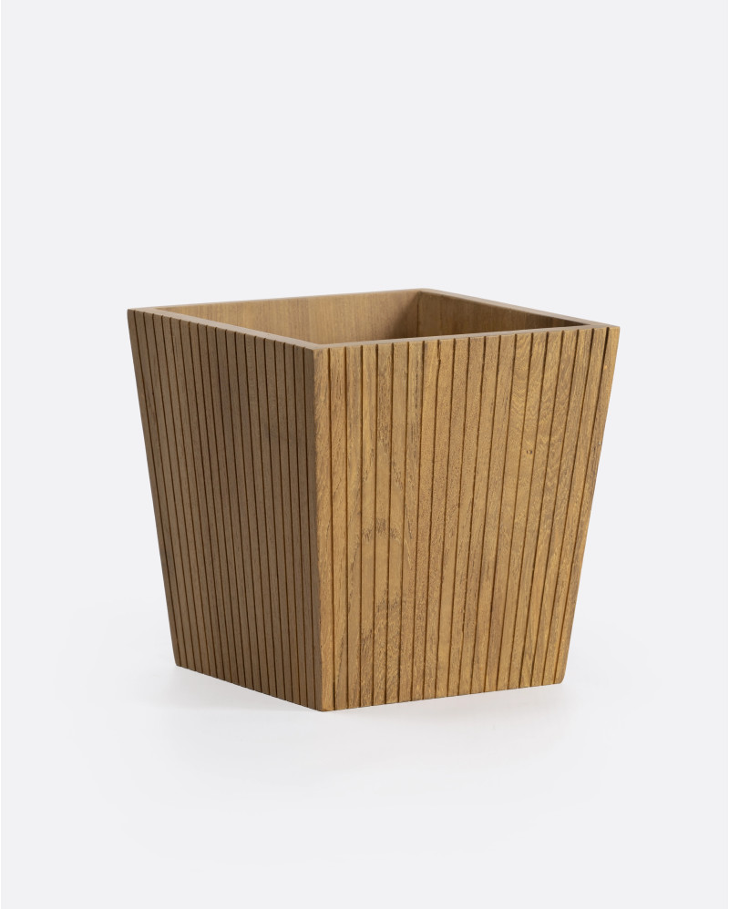 BALARI basket in recycled teak wood 25 x 25 x 25 cm in natural colour