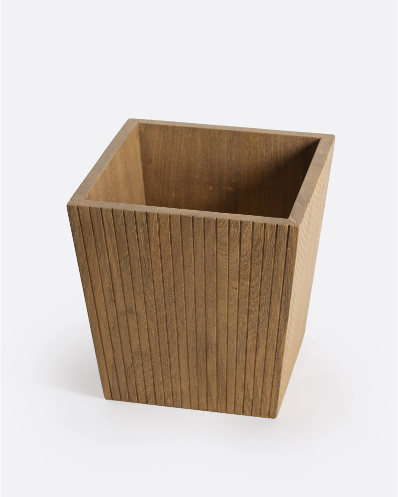 BALARI basket in recycled teak wood 25 x 25 x 25 cm in natural colour