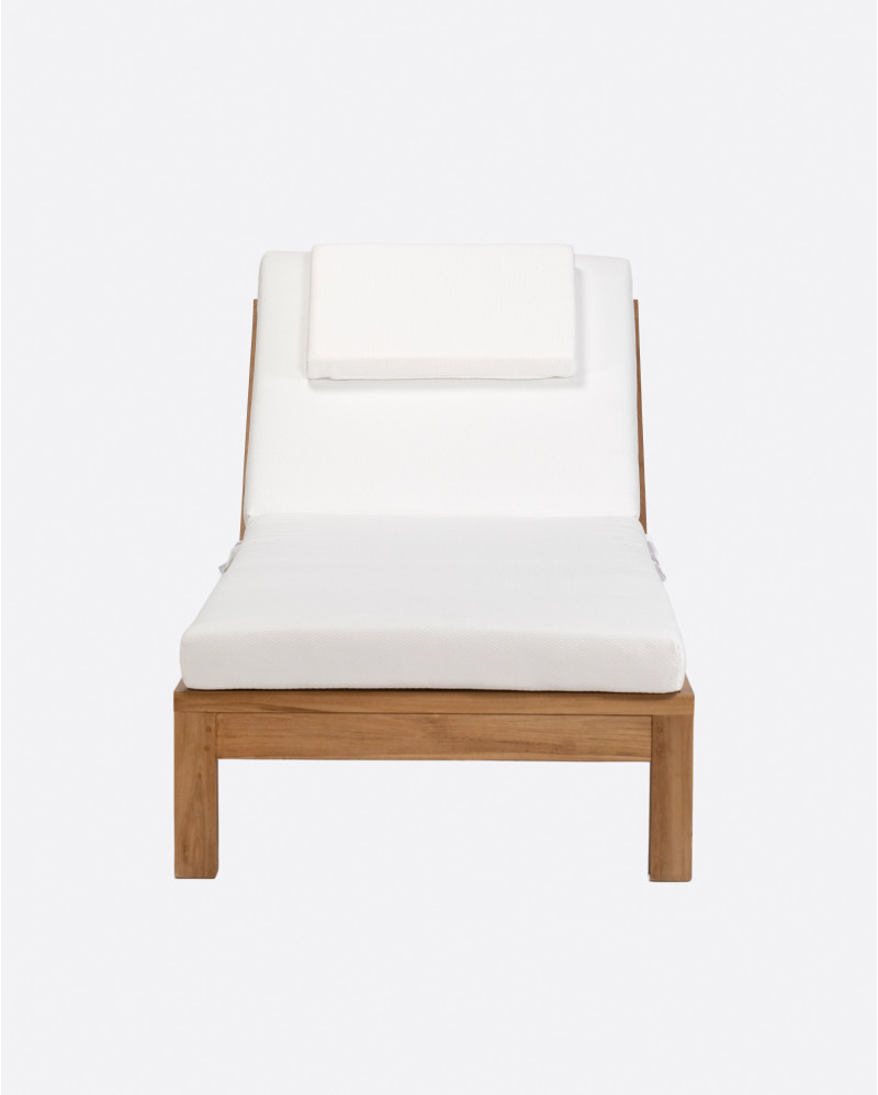 GENESIS outdoor sunbed in teak wood 79 x 201 x 76 cm with white mattress