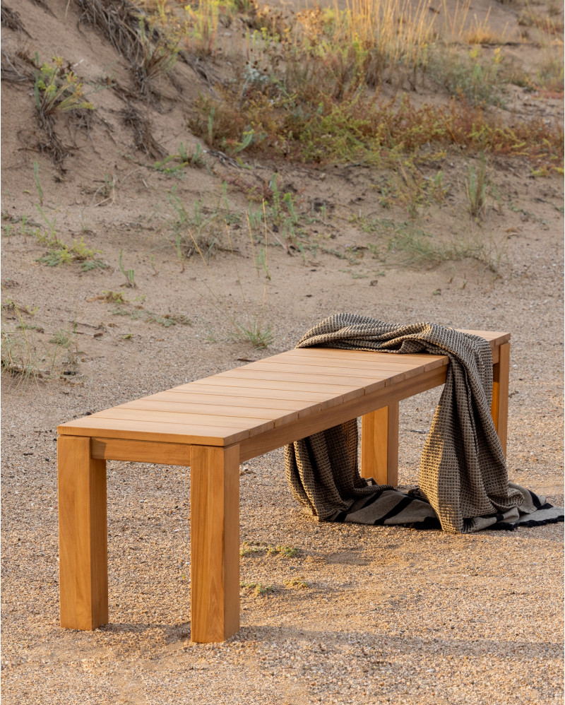 Banc d'extérieur GENESIS en bois de teck 190 x 40 x 45 cm en couleur naturelle