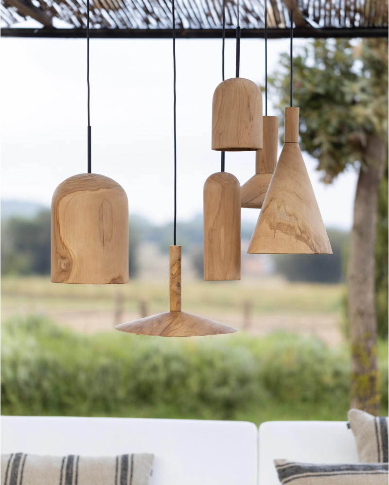 Lámpara de techo VERTEX WOOD de madera de teca Ø 23 x 37 cm de altura en color natural