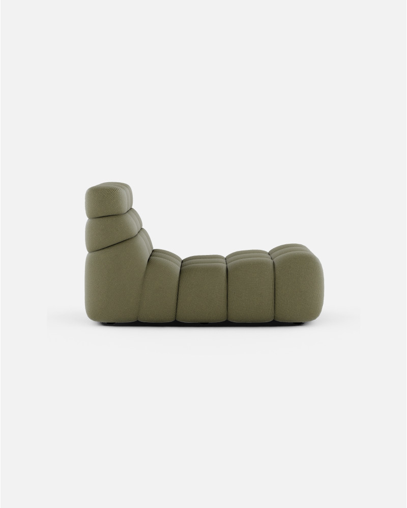 CHOPIN relax chaise longue in recycled olefin 65 x 135 x 76 cm in moss colour