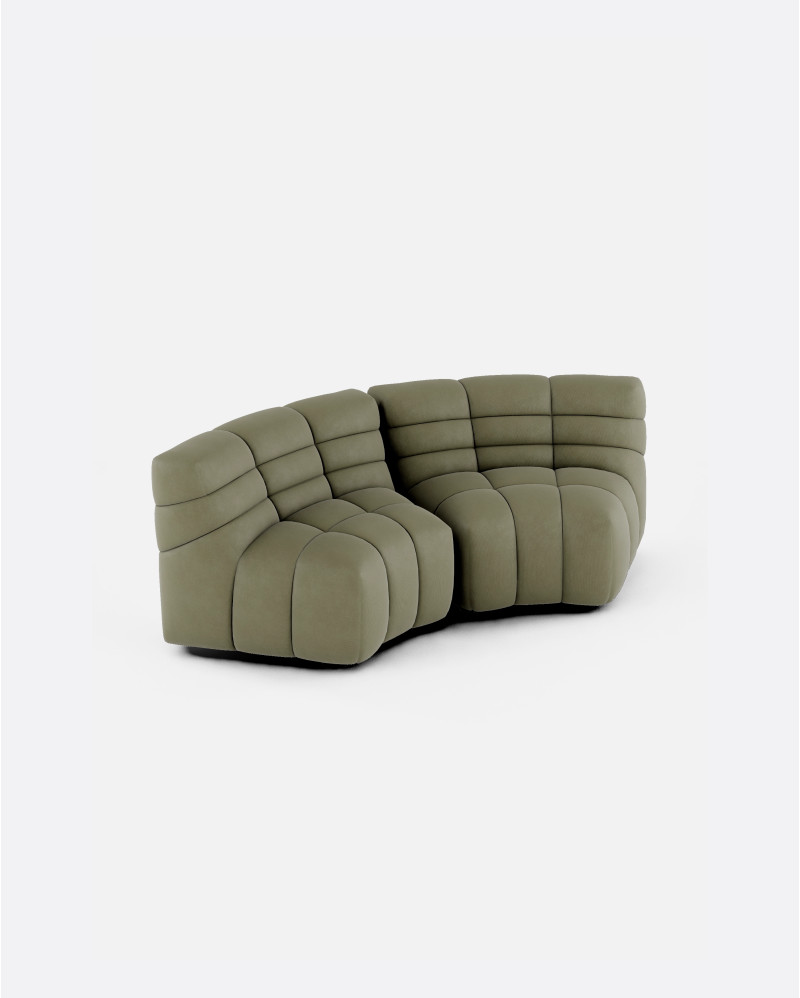 CHOPIN modular round corner sofa in recycled olefin 130 x 97 x 80 cm in moss colour