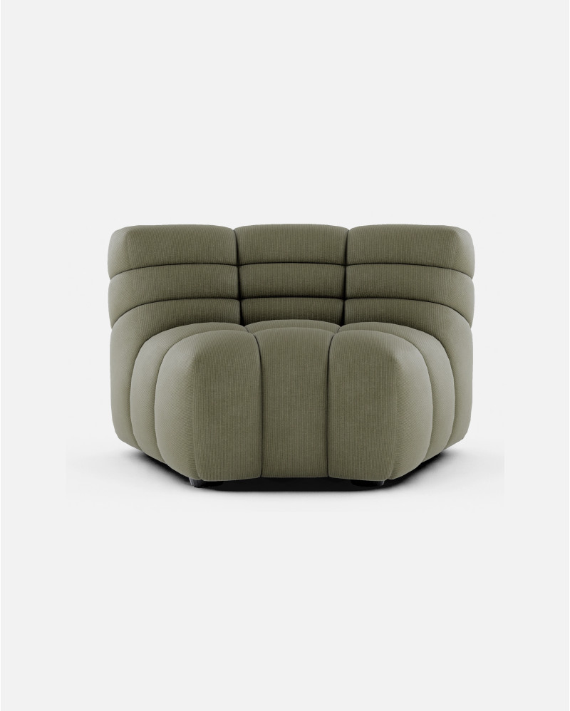 CHOPIN modular round corner sofa in recycled olefin 130 x 97 x 80 cm in moss colour