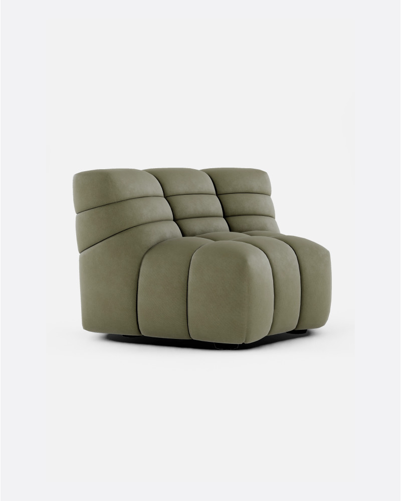 CHOPIN modular round corner sofa in recycled olefin 130 x 97 x 80 cm in moss colour