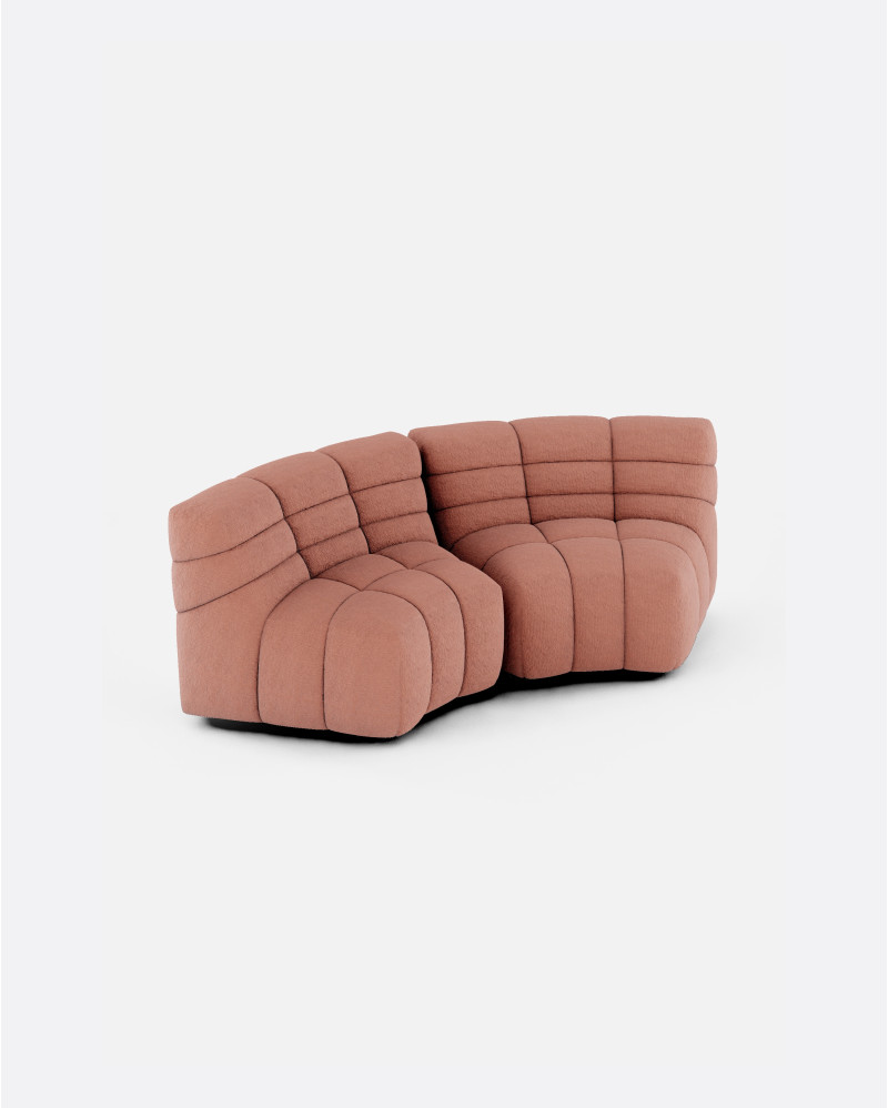 CHOPIN modular round corner sofa in recycled olefin 130 x 97 x 80 cm in terracotta colour